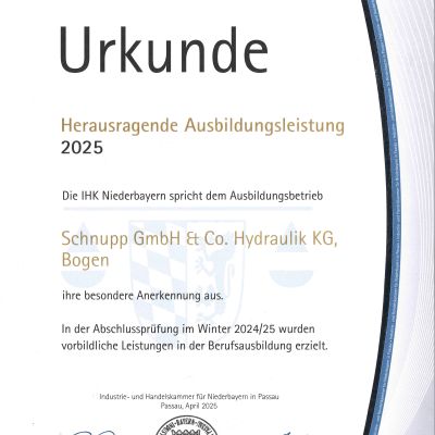 IHK Auszeichnung „herausragende Ausbildungsleistung“